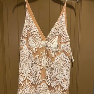 Free people white beaded mini dress.